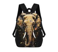 sinyumoney Elephant Golden Splatter Children's Backpacks School 3D Printed Bag Bookbag for Kids Travel Rucksacks Boy Girl Book Bags Kids School Bag 17inch