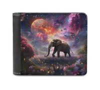 sinyumoney Elephant in A Fantasy Galaxy 3D Print PU Leather Wallet Use Holds Bills Leather RFID Banknote Compartments Wallets Craftsmanship Gifts 11.7cm*9.5cm