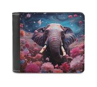 sinyumoney Elephant in A Floral Dream 3D Print PU Leather Wallet Credit Card Slots RFID Blocking Stylish Banknote Compartments Wallets Gifts 11.7cm*9.5cm