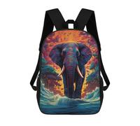 sinyumoney Elephant in Abstract Waves Backpack School Water Resistant Travel Backpack Computer Bag for Girls Boys Teenage 17inch