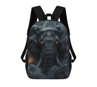sinyumoney Elephant in Black Smoke 3D Printed Children's School Backpack for Kids High Capacity Travel Rucksacks Book Bags Kids School Bag Back Pack 17inch