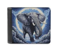 sinyumoney Elephant in The Sky -1 3D Print Wallet Slots ID Window RFID Blocking Banknote Compartments Slim Elegant Leather Wallet Youth Guys 11.7cm*9.5cm