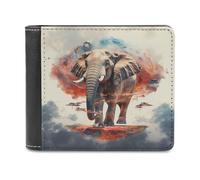 sinyumoney Elephant in The Sky -3 3D Print Clutch Purse Use Holds Bills RFID Blocking Banknote Compartments Durable Leather Men's Wallet 11.7cm*9.5cm