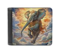 sinyumoney Elephant in The Sky 3D Print Clutch Purse Card Slots Coin Slots Note Section Slim Elegant Leather Wallet Youth Guys 11.7cm*9.5cm