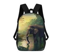 sinyumoney Elephant in Tropical Sunset Backpacks Kids School Backpack School Bag 3D Printed School Bag for Boys Elementary And Middle School Students 17inch