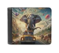 sinyumoney Elephant Journey Through Fantasy Land 3D Print PU Leather Wallet Use Holds Bills Leather RFID Banknote Compartments Wallets Craftsmanship Gifts 11.7cm*9.5cm