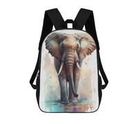 sinyumoney Elephant Majesty in Watercolor Rucksacks 3D Printed Children Backpacks Fashion Casual Daypack Cute Travel Bags Outdoor Casual Daypack for Boy And Girl 17inch