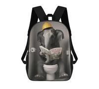 sinyumoney Elephant on A Toilet Children's Backpacks School Backpack 3D Printed Backpack for Kids Travel Rucksacks Book Bags Kids School Bag 17inch