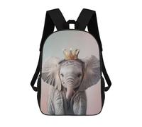 sinyumoney Elephant Pastel Crown 3D Printed Children's School Backpack for Kids High Capacity Travel Rucksacks Book Bags Kids School Bag Back Pack 17inch