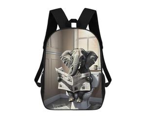sinyumoney Elephant Reading Newspaper in Bathroom-1 Backpack School Bag Computer Rucksack for School/Work/Travel for Boys/Girls/Teenagers 17inch