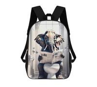 sinyumoney Elephant Reading Newspaper in Bathroom Kids Backpack, Backpack School Bag, Backpacks Kids School 3D Printed School Bags for Elementary And Middle School Students Teens Birthday Gift 17inch