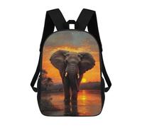 sinyumoney Elephant Sunset School Backpack for Girls Backpack Water Repellent Casual Daypack Lightweight Rucksack Boy Girl School Backpack 17inch