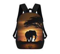 sinyumoney Elephant Sunset School Backpack Schoolbags For Girls Boys Backpack With Pocket Fashion School Bag Kids Backpack 17inch