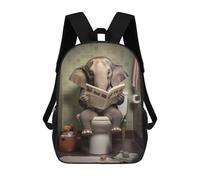 sinyumoney Elephant Toilet Newspaper Rucksacks 3D Printed Children Backpacks Fashion Casual Daypack Cute Travel Bags Outdoor Casual Daypack for Boy And Girl 17inch