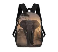 sinyumoney Elephant Walking at Sunset 3D Printed 17 Inch School Backpack Casual Children's Backpacks 3D Printed for Boys Elementary And Middle
