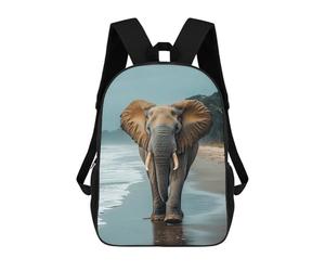 sinyumoney Elephant Walking on A Beach School Backpack Lightweight Schoolbag Dayback Bookbag College for Men, Women & Teenage Boys 17inch