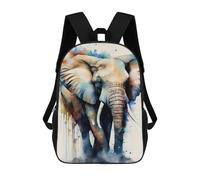 sinyumoney Elephant Watercolor Animal 3D Printed School Backpack Casual Children's Backpacks 3D Printed School Bag for Boys Elementary And Middle 17inch