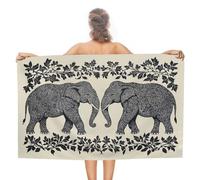 sinyumoney Elephants Botanical Black & White Towels Bathroom Suitable Beach Beach Towel Travel Essentials for Pool Or Bath 130cm*80cm