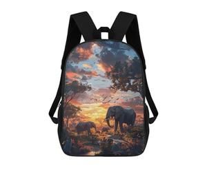 sinyumoney Elephants Nature SynthWave Rucksack Lightweight Casual Daypack School Backpacks for Teenage Girls Boys Women Men 17inch