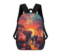 sinyumoney Elephants Savanna Nature School Backpack for Girls 17inch Casual Daypack Lightweight Rucksack Boy Girl Backpack for Middle School Students