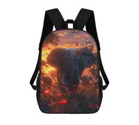 sinyumoney Elephants Savanna Sunset Backpack 3D Printed Children's School Backpack Kids Travel Backpacks High Capacity Book Bags Children's Backpack Rucksack 17inch