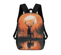 sinyumoney Elk in Forest with Full Moon School Backpack School Secondary High School College Backpack Travel for Men, Women & Teenage Boys 17inch