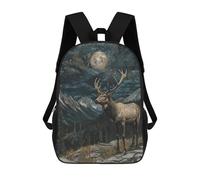 sinyumoney Elk Under Moonlight School Backpack Lightweight Schoolbag Dayback Bookbag College for Teenage Girls Boys Women Men 17inch