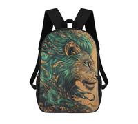 sinyumoney Emerald And Bronze Lion Rucksacks 3D Printed Children Backpacks Fashion Casual Daypack Cute Travel Bags Outdoor Casual Daypack for Boy And Girl 17inch