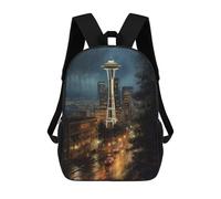 sinyumoney Emerald City Seattle USA Rucksack Fashion Stationery Backpack Waterproof Casual Daypacks for Men, Women & Teenage Boys 17inch