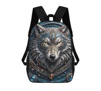 sinyumoney Emerald King Wolf 3D Printed Children's School Backpack for Kids High Capacity Travel Rucksacks 17 Inch Book Bags Kids