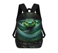 sinyumoney Emerald Snake 17 Inch School Bag Backpack Teen Schoolbag 3D Printing Adjustable Schoolbag Fashion Pocket Bag for Kids Boys Girls Students