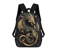 sinyumoney Emperor Dragon Flame 3D Printed 17 Inch School Backpack Children's Backpacks 3D Printed Cool Knapsack for Boys Elementary And Middle