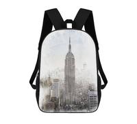 sinyumoney Empire State Building 3D Printed 17inch School Bag Children's School Backpack Travel Backpacks Casual Fashion Bag for Kids School Students