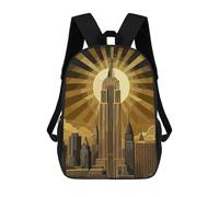 sinyumoney Empire State Building Art Backpack 3D Printed Children's School Backpack Kids Travel Backpacks High Capacity Book Bags Children's Backpack Rucksack 17inch