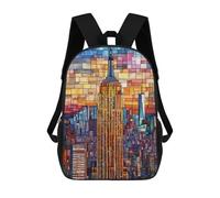 sinyumoney Empire State Building Stained Glass-3 Backpack School Bag Water Resistant School Bag Business Backpack for Boys/Girls/Teenagers 17inch