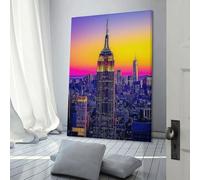 sinyumoney Empire State Building Sunset Art Poster Print-denoise-denoise Wall Art Poster Scroll Canvas Painting Picture Living Room Decor Home 20x30inch(50x75cm)