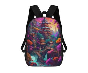 sinyumoney Enchanted Asian Landscape 3D Printed Children's School Backpack for Kids High Capacity Travel Rucksacks Book Bags Kids School Bag Back Pack 17inch
