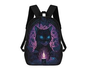 sinyumoney Enchanted Black Cat with Candle Backpack School Lightweight Airport College Students Back Pack for Men, Women & Teenage Boys 17inch