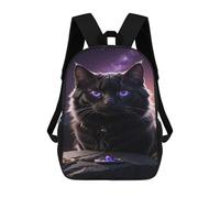 sinyumoney Enchanted Black Cat with Purple Eyes Children's 17 Inch School Backpack 3D Printed Cool Knapsack for Kids Travel Rucksacks Book Bags Kids School Bag