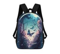 sinyumoney Enchanted Butterfly Garden Kids Backpack,School Backpack Kids School Bag 3D Printed Cartoon Large Capacity Backpack for Kids Boys And Girls 17inch