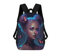 sinyumoney Enchanted Butterfly Portrait -1 School Bag Backpack Teen Schoolbag 3D Printing Adjustable Schoolbag Fashion Pocket Bag for Kids Boys Girls Students And Teenagers Fans 17inch