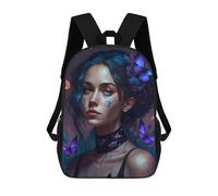 sinyumoney Enchanted Butterfly Portrait -4 Children's Backpacks School 3D Printed Bag Bookbag for Kids Travel Rucksacks Boy Girl Book Bags Kids School Bag 17inch
