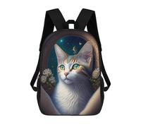 sinyumoney Enchanted Celestial Cat Art Print Children's 17 Inch School Backpack 3D Printed Anime Movies for Kids Travel Rucksacks Book Bags Kids School Bag