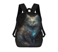 sinyumoney Enchanted Celestial Feline -1 3D Printed Children's School Backpack for Kids High Capacity Travel Rucksacks Book Bags Kids School Bag Back Pack 17inch