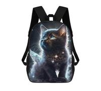 sinyumoney Enchanted Celestial Kitten School Bag 3D Printed Backpacks Fashion Kids School Backpack Boys Rucksacks for Boys Middle School Students 17inch