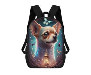 sinyumoney Enchanted Chihuahua Dreamscape Kids School Backpack 3D Printed Fashion School Bag Casual School Bag for Boys Elementary And Middle School Students 17inch