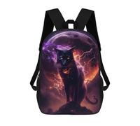 sinyumoney Enchanted Cosmic Cat Kids School Backpack 3D Printed Backpacks Fashion School Bag Rucksacks for Boys Elementary And Middle School Students 17inch
