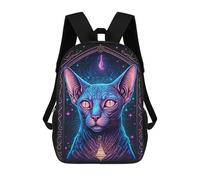 sinyumoney Enchanted Cosmic Cat Portrait 3D Printed Children's School Backpack for Kids Travel Rucksacks Book Bags Kids School Bag 17inch