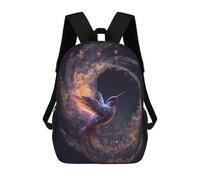 sinyumoney Enchanted Cosmic Hummingbird Rucksacks 3D Printed Children Backpacks Fashion Casual Daypack Cute Travel Bags Outdoor Casual Daypack for Boy And Girl 17inch