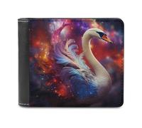 sinyumoney Enchanted Cosmic Swan 3D Print PU Leather Men's Wallet Use Holds Bills RFID Blocking Stylish Durable Wallets Youth Guys 11.7cm*9.5cm